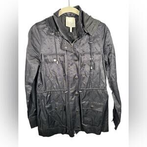 Joie Vera Jane Hooded‎ Utility Jacket Black Womens XS Cargo Grunge Outdoor